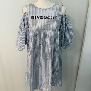 GIVENCHY Girls Blue & White Striped Smock Casual Party Dress Size 12
